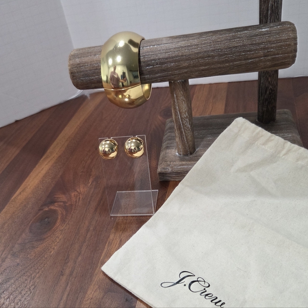 J. Crew Gold Dome Bracelet and Earrings